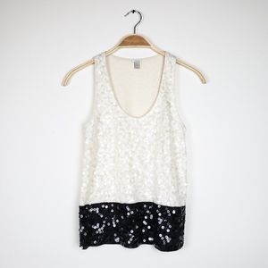 J. Crew Full Sequin Off White & Black Sleeveless